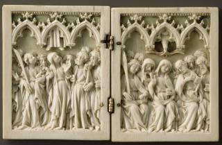 Diptych, 1 register, 3 arches across (frise d'arcatures; plaquettes) (Front)