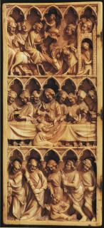 Wing, left (part of a diptych), 3 registers, 5 arches across (frise d'arcatures) (Front)