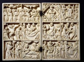 Diptych, 3 registers, 2 compartments across (colonnettes) (Front)
