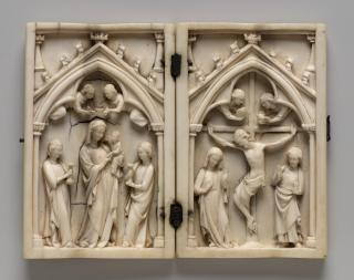 Diptych, 1 register, 1 arch across (plaquettes; colonnettes) (Front)