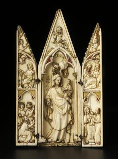 Gabled triptych (tabernacle; colonnettes) (Front, open)