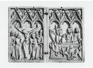 Writing tablets, 1 register, 3 arches across (frise d'arcatures; plaquettes); reused as a diptych (Front)