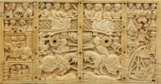 Lid (fragment of a casket), 1 register (coffret) (Front)