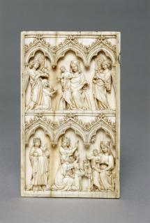 Wing, left (fragment of a diptych), 2 registers, 3 arches across (frise d'arcatures) (Front)