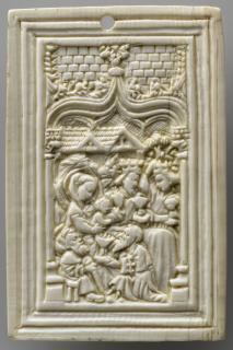 Panel (fragment of a box), 1 register, 1 ogee arch across (plaquette; colonnettes) (Front)