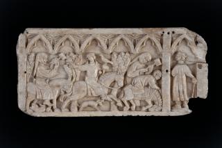 Panel (fragment of a casket; possibly front), 5 arches across (coffret; frise d'arcatures) (Front)