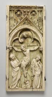 Panel (fragment of a polyptych), 1 register, 1 arch across, bands of rosettes (plaquette; décor de roses) (Front)