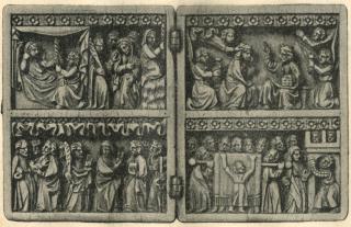 Diptych, 2 registers, bands of rosettes (décor de roses) (Front)