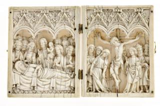 Diptych, 1 register, 3 arches across (frise d'arcatures; plaquettes) (Front)