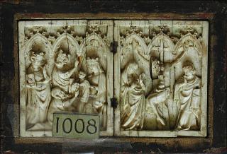 Diptych, 1 register, 3 arches across (frise d'arcatures; plaquettes) (Front)