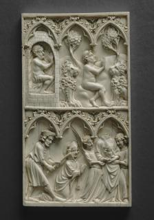 Panel (part of a polyptych), 2 registers, 3 arches across (frise d'arcatures) (Front)