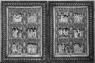 Openwork diptych, 3 registers, with arches (plaques ajourées; frise d'arcatures) (Front)