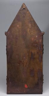 Panels (fragments), reused to form a gabled triptych, 4 registers (Back, closed)