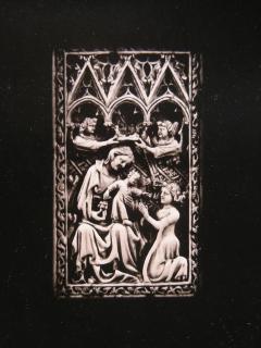 Wing, left (part of a diptych), 1 register, 3 arches across (frise d'arcatures; plaquette); known as the Antwerp-Lucerne diptych (Front)