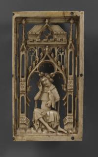 Openwork panel (part of a casket), 1 register, 2 arches across (plaque ajourée) (Front)
