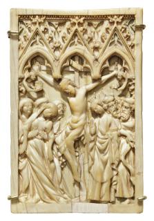 Panel (possibly fragment of a diptych; wing, left), 1 register, 3 arches across (frise d'arcatures; plaquette) (Front)