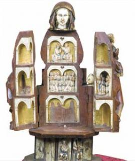 Opening Virgin triptych (Vierge ouvrante; Virgen abridera; colonnettes) (Front, open)