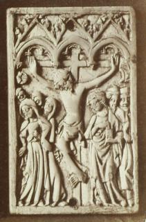 Panel (possibly a writing tablet), 1 register, 3 arches across (frise d'arcatures; plaquette; tablette à écrire); possibly reused as a pax (baiser de paix) (Front)