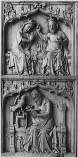 Wing, right (part of a polyptych or triptych), 2 registers, 1 ogee arch across (Front)