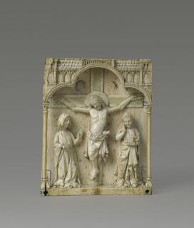 Centre panel (fragment of a polyptych), 1 register, 1 trefoil arch across (plaquette; colonnettes) (Front)