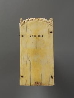 Rounded-top triptych (originally gabled triptych), 2 registers, 2 arches across and 3 arches across (frise d'arcatures; colonnettes) (Back, closed)