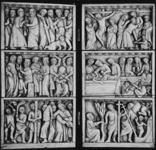 Diptych, 3 registers, bands of rosettes (décor de roses) (Front)