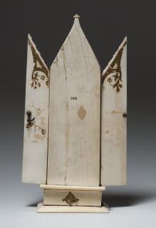 Gabled triptych, 2 registers, with base (tabernacle) (Back (open))