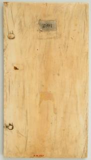 Wing, left (part of a diptych), 2 registers, bands of rosettes (décor de roses) (Back)