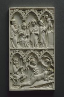 Panel (part of a polyptych), 2 registers, 3 arches across (frise d'arcatures) (Front)