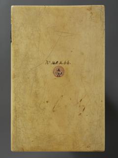 Diptych, 1 register, 1 arch across, bands of rosettes (plaquettes; décor de roses; colonnettes) (Back, wing, left)