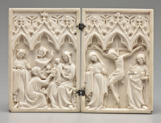 Diptych, 1 register, 3 arches across (frise d'arcatures; plaquettes) (Front)