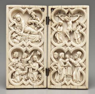 Diptych, 2 registers, with quatrefoils (quatre-feuilles) (Front)