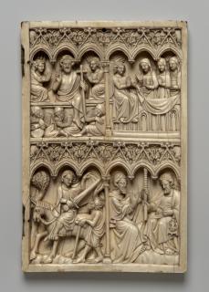 Wing, right (part of a diptych), 2 registers, 6 arches across (frise d'arcatures, colonnettes) (Front)