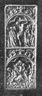 Wing, left (fragment of a diptych), 2 registers, 1 arch across (Front)