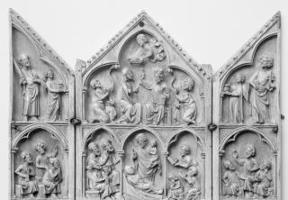Gabled triptych, 3 registers, arches (colonnettes) (Front)