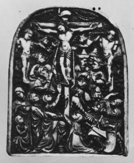 Rounded-top panel (probably once part of a pax), 1 register (baiser de paix) (Front)