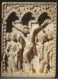 Wing, right (fragment of a diptych), 1 register, 3 arches across (plaquette; frise d'arcatures) (Front)