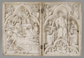 Diptych, 1 register, 1 arch across (plaquettes); also known as Diptyque du Christ Juge (Front)