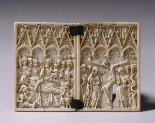 Writing tablets, 1 register, 4 arches across (frise d'arcatures; plaquettes; tablettes à écrire); reused as a diptych (Front)