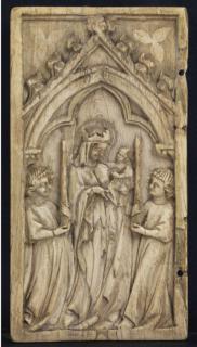 Wing, left (fragment of a diptych), 1 register, 1 arch across (plaquette) (Front)