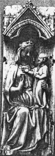 Gabled centre panel (fragment of a polyptych), 1 register, 1 arch across (tabernacle) (Front)