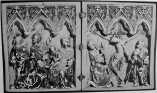 Diptych, 1 register, 3 arches across (frise d'arcatures; plaquettes) (Front)