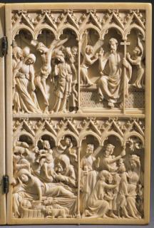 Diptych, 2 registers, 6 arches across (frise d'arcatures; colonnettes) (Wing, right)