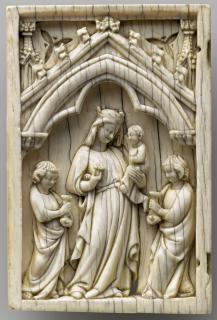 Wing, left (fragment of a diptych), 1 register, 1 arch across (plaquette) (Front)