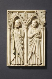 Panel (fragment of a casket), 1 register, 2 arches across (coffret; frise d'arcatures; colonnettes) (Front)