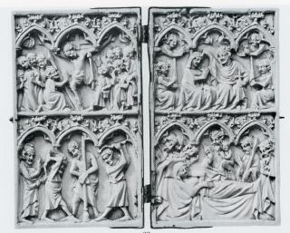 Diptych, 2 registers, 3 arches across (frise d'arcatures; colonnettes) (Front)