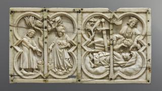 Panels (fragments of a casket) with quatrefoils (coffret; quatre-feuilles) (Front, lid)