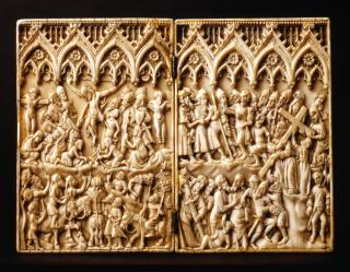 Diptych, 1 register, 4 double arches across (frise d'arcatures; plaquette) (Front)