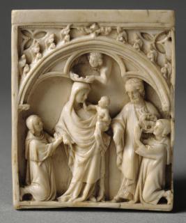 Wing, left, upper register (fragment of a diptych), 1 register, 1 arch across (Front)