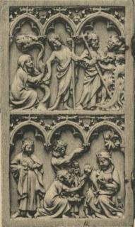 Diptych, 2 registers, 3 arches across (plaquettes: frise d' arcatures) (Wing, left)